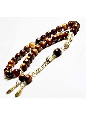 Burhan Sağlam Küre Kesim 8x8 mm Kaplangözü Taşı Alpakapüsküllü Tesbih