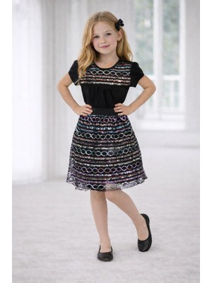 Dıgıl Kids Geometri Desenli Kız Çocuk Elbise