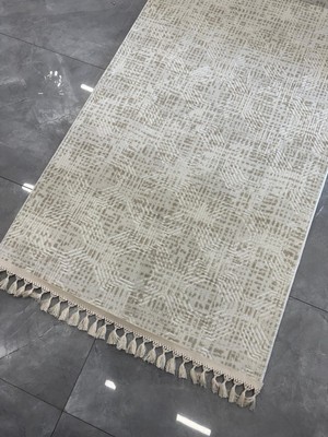 Dinarsu Halı Dinarsu Embos Halı Giona Krem Kaymaz Taban Yolluk Makinede Yıkanabilir Halı Krem Düğüm Saçaklı