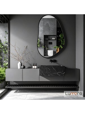 Lumora Mirror Design Nelyos Siyah Boyalı Mdf Çerçeveli Dekoratif Ayna