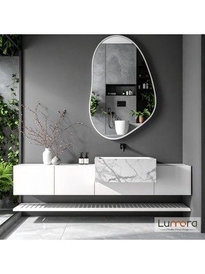 Lumora Mirror Design Nelyos Beyaz Boyalı Mdf Çerçeveli Dekoratif Ayna
