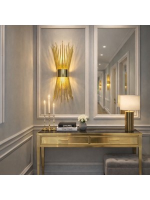 Nazik Aydınlatma Kirpi Gold Modern Pilli ve Elektrikli Günışığı Ledli 1 Adet Duvar Apliği 1 Adet Pilli Aplik