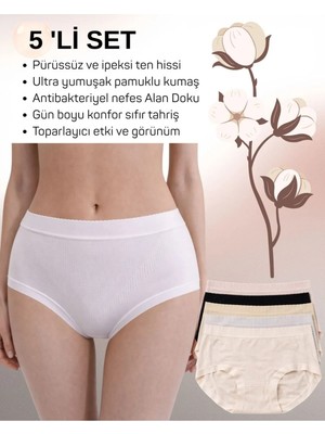 Yüksek Bel Toparlayıcı Seamless Kadın Külot 5’li Set Nefes Alan Yumuşak Doku M-L