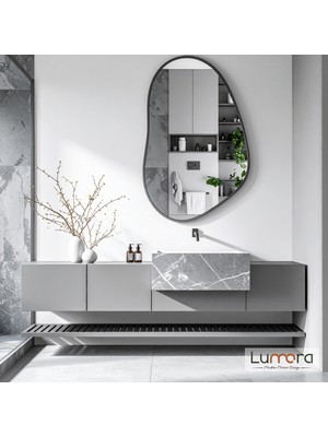 Lumora Mirror Design Nelyos Antrasit Boyalı Mdf Çerçeveli Dekoratif Ayna