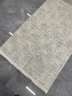 Dinarsu Halı Dinarsu Embos Halı Giona Krem Kaymaz Taban Yolluk Makinede Yıkanabilir Halı Krem Spor Saçaklı