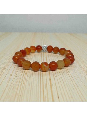 Lunel Accessory Doğal Turuncu Akik Taşı Bileklik 10 mm – 9 cm Çap – Enerji & Şans Taşı – Elastik Unisex Model