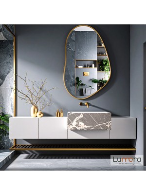Lumora Mirror Design Nelyos Gold Boyalı Mdf Çerçeveli Dekoratif Ayna
