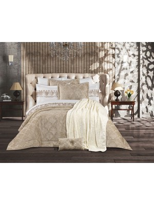 Goldroom Home Buket 11 Parça Nakışlı Nevresim Takımlı,kadife Yatak Örtüsü ve Battaniyeli Çeyiz Seti