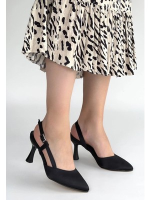 Veralya Joga Siyah Cilt Simli Topuklu Ayakkabı