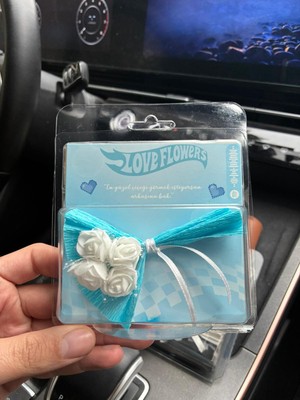 Mavi Aynalı Şarkılı Yazılı Mini Çiçek Buketi