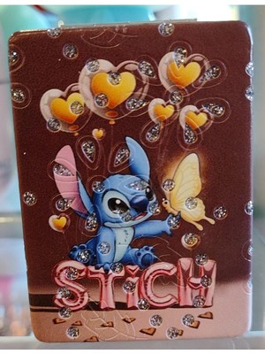 Ada Çanta Kırtasiye Stitch Figürlü Katlanabilir Taşlı Cep Aynası AD3021008
