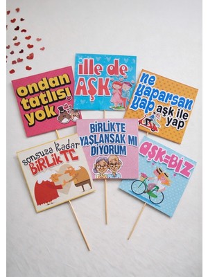 Bi Tutam Mutluluk Sevgi Temalı Konuşma Balonları 6 Adet