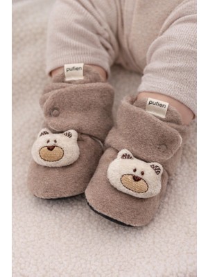 Pufien Pandufu, Peluş Oyuncaklı Bebek Ev Ayakkabısı, Kaydırmaz Tabanlı, 100% Pamuk Astarlı