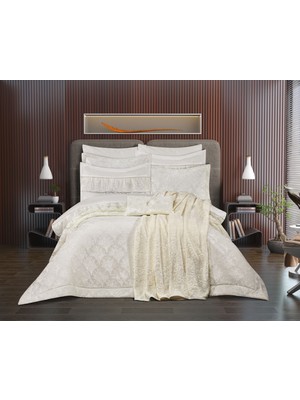 Goldroom Home Buket 11 Parça Nakışlı Nevresim Takımlı,kadife Yatak Örtüsü ve Battaniyeli Çeyiz Seti