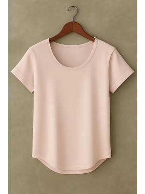 Erkek Özel Üretim Geniş Yaka Alt Oval Kesim Tişört T-Shirt