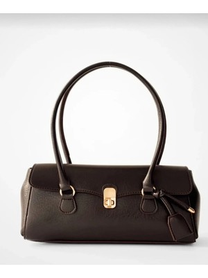 Nevalia Kadın Kahverengi El ve Omuz Çantası – Gold Kilit Detaylı, Şık Askılı Kol Çantası, Günlük & Özel Gün Çantası