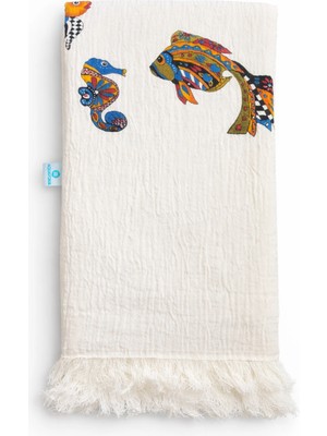 AQUATOLIA Aquatolıa Müslin Renkli Balık  Peştemal- Plaj Havlusu %100 Pamuk- Ebatlar 100X180-