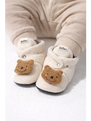 Pufien Pandufu, Peluş Oyuncaklı Bebek Ev Ayakkabısı, Kaydırmaz Tabanlı, 100% Pamuk Astarlı