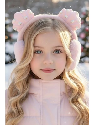 Caş Dekorasyon Pembe Renk Midye Figür Incili Peluş Kulaklık