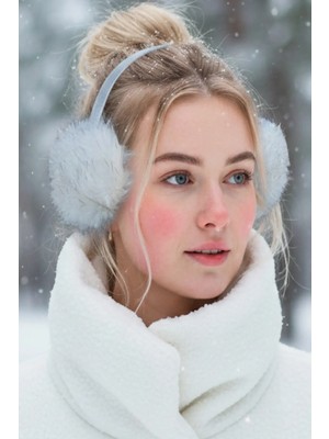 Caş Dekorasyon Beyaz Renk Simli Peluş Kulaklık