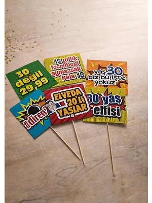 Bi Tutam Mutluluk 30 Yaş Renkli Konuşma Balonları 6 Adet