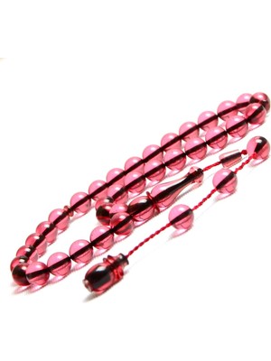 Burhan Sağlam Küre Kesim 8x8 mm Ateş Kehribar Sistem Püsküllü Tesbih