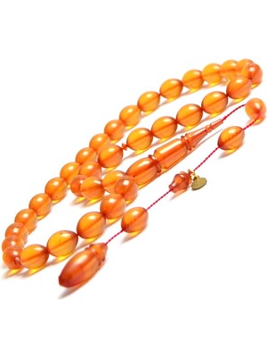 Burhan Sağlam Arpa Kesim 12X9 mm Ateş Kehribar Sistem Püsküllü Tesbih