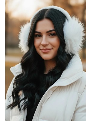 Caş Dekorasyon Beyaz Renk Peluş Kulaklık
