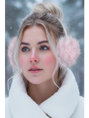 Caş Dekorasyon Pembe Renk Simli Peluş Kulaklık