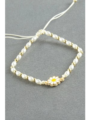 Esranın Dünyası Papatya Oval Inci Bileklik RSBİJ34-ESRDNS