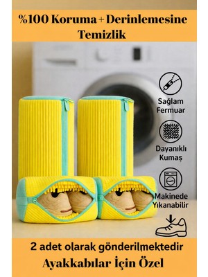 2 Adet Çamaşır Makinesi Ayakkabı Yıkama Çantası – Koruyucu, Fermuarlı, Tekrar Kullanılabilir