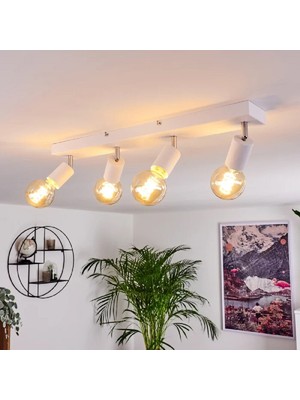 Riolight Modern1 Beyaz1 4XE27 Mafsallı Hareketli Başlık(Glop Ampul Hariç) Metal Spot Avize