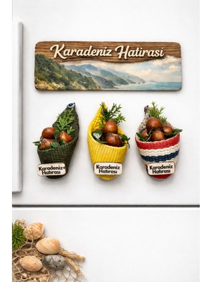 Seymen Bıçakçılık Karadeniz Hatırası 3’lü Buzdolabı Magnet Seti – Fındık Sepet Model