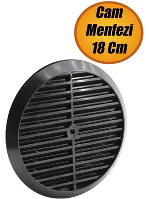 abnturk Doğalgaz Havalandırma Yuvarlak Mutfak Cam Menfezi Siyah 18 cm Hava Akış Kanalı Güvenlik Gaz Kaçağı
