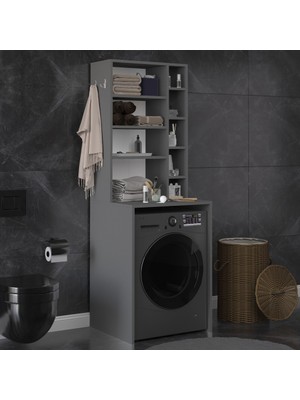 Kone Haus Pittax Antrasit Çamaşır Makinesi Banyo Dolabı KH2572