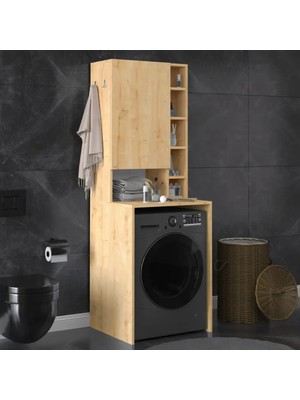 Kone Haus Datty Safir Meşe  Çamaşır Makinesi Banyo Dolabı KH2569