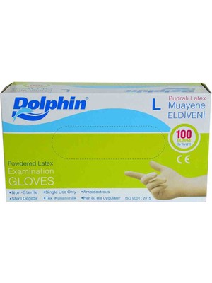 Indispensablely Pudralı Beyaz Latex Muayene Eldiveni Büyük Boy (L) 100 Lü Paket