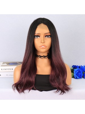 Indispensablely Siyah Açık Kızıl Ombreli Tül Peruk