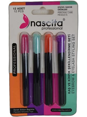Indispensablely Profesyonel Kaş ve Kirpik Şekillendirme Maskara Seti 12 Li Esnek Silikon Başlıklar