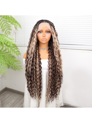 Indispensablely Afro Dalga Doğal Çikolata Kahve Ombreli Işıltılı Fiber Sen Tül Peruk