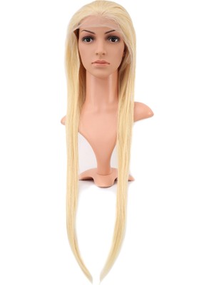 Indispensablely Gerçek Front Lace Düz Platin Tül Peruk / 85/90CM