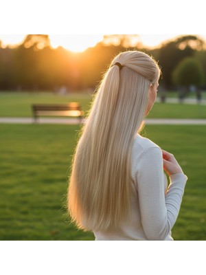 Indispensablely Fiber Sen Düz 8 Parça Çıt Çıt / Kumral Beyaz Platin Röfleli