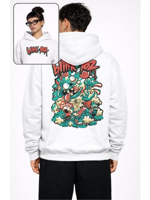 Fuddy Moda Unisex BLINK-182 Sırt Baskılı Kapüşonlu Sweatshirt, Oversize Rock Band Temalı Hoodie