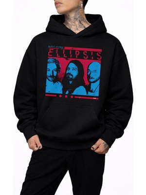 Fuddy Moda Unisex Biffy Clyro Ellipsis Baskılı Kapüşonlu Sweatshirt, Oversize Rock Band Temalı Hoodie