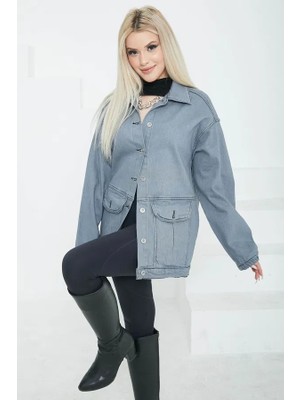 Indispensablely Kadın Oversize Körüklü Cep Kot