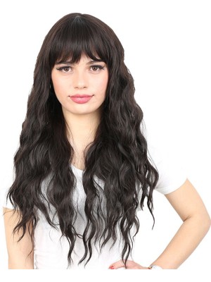 Indispensablely Perçemli Uzun Su Dalgası Fiber Sen Peruk/ Kahverengi