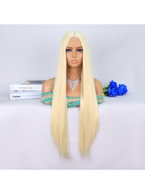 Indispensablely Platin Sarısı Ekstra Uzun Tül Peruk