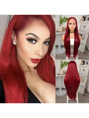 Indispensablely Kızıl Ekstra Uzun Fiber Sen Düz Tül Peruk