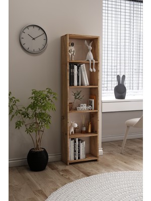 Tumblera Libro Pine Kitaplık 5 Raflı Çok Amaçlı Düzenleyici Raf 160 cm Dekoratif Atlantik Çam