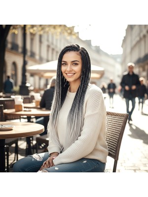 Indispensablely Afrika Örgüsü ve Rasta Için Sen Ombreli / Siyah / Gri / Beyaz